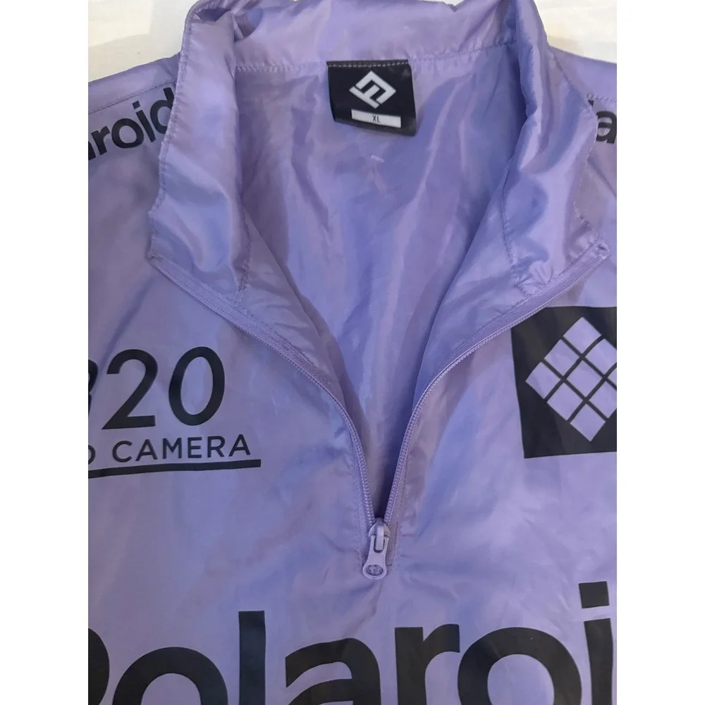 Polaroid Rainbow Windbreaker Jacket Purple 320 Land Camera Logo Pullover‎ XL